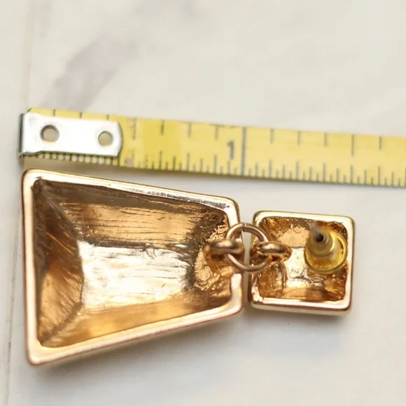 Gold Metal Chunky Dangle Earrings - Picture 2 of 4